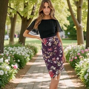 SALE NWT Paper Dolls Angel Flutter Sleeve Floral Lace Pencil Dress Elegant 2